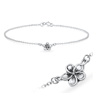 925 Sterling Silver Flower Bracelet BRS-725 
